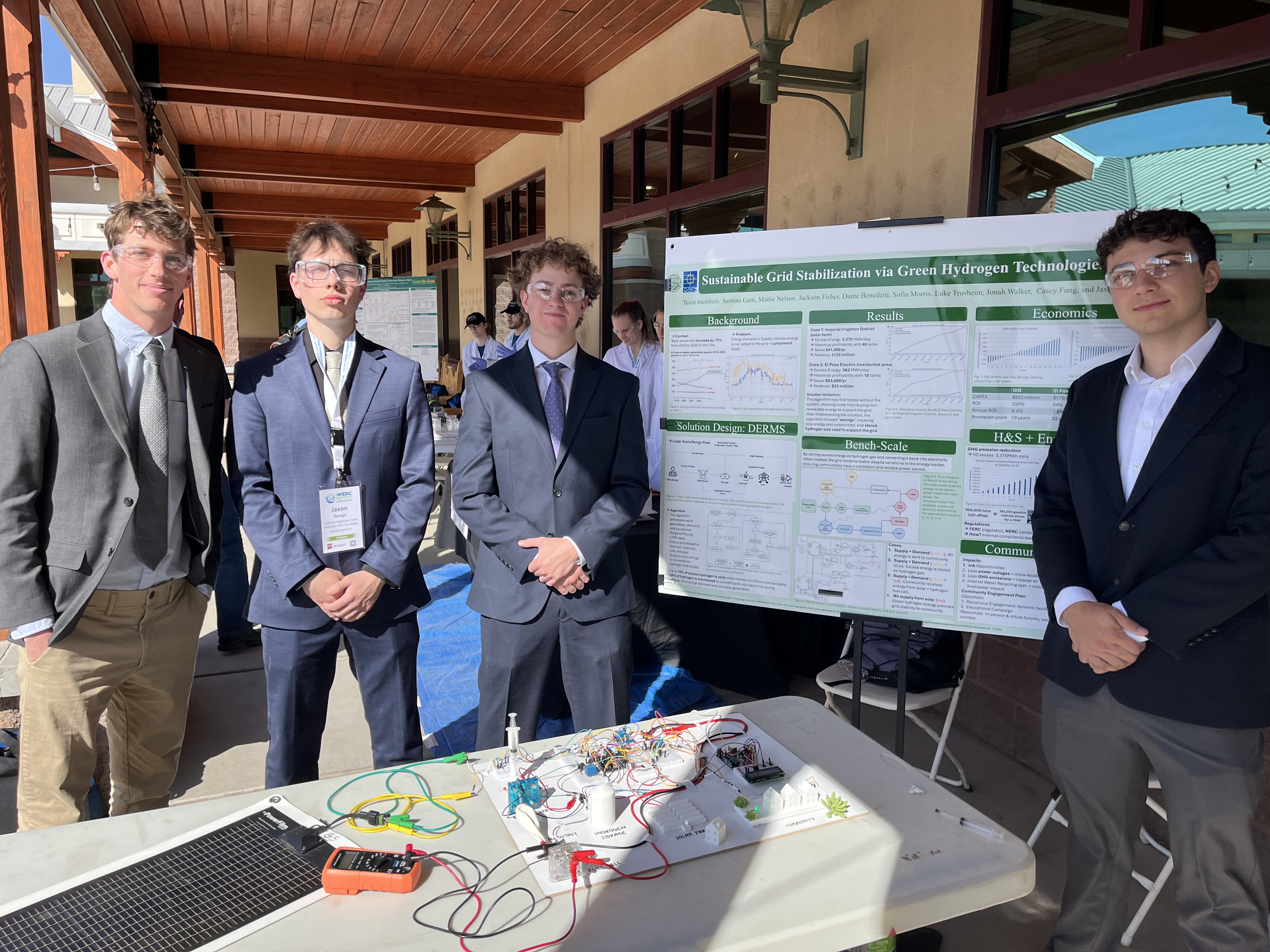 Group of students outside in front of research poster